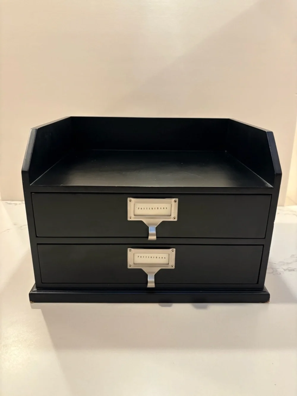 Pottery Barn Bedford Two Drawer Desk Organizer Black Office Storage Organization